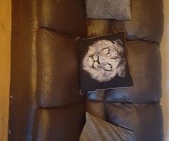 3 and 2 seater brown leather sofas