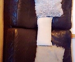 3 and 2 seater brown leather sofas - Image 3/3