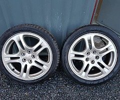17" SUBARU WRX TURBO ALLOYS ALL TYRES LIKE NEW £200