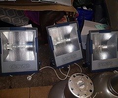 Selection of outside flood lights and indoor factory lights