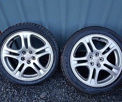 17" SUBARU WRX TURBO ALLOYS ALL TYRES LIKE NEW £200