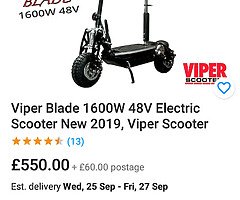 Electric Scooter 1600W 48v