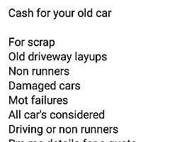 We buy scrap Cars Vans Jeeps Pickups Etc