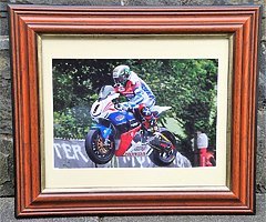JOHN McGUINNESS Framed PHOTO Isle of Man TT Motorcycle Racing NW 200 Ulster Grand Prix Joey Dunlop