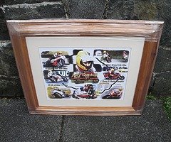 JOEY DUNLOP & ROBERT DUNLOP Beautiful Wooden Framed Print Isle of Man TT NW200 Ulster Grand Prix