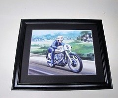 GEOFF DUKE Framed Print Isle of Man TT NW200 Ulster Grand Prix JOEY DUNLOP Vintage Motorcycling