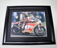 TOM HERRON Framed Photo Motorcycle Racing Ulster Grand Prix Isle Of Man TT NW200 Joey Dunlop