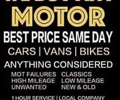 We want your vehicles for cash,