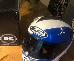 HJC helmet/ race leathers
