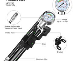 ike Tyre Repair Kit with Mini Bike Pump with High Pressure Gauge 210 PSI,16-in-1 Bicycle Repair Tool