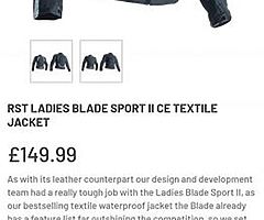 RST blade 2 ladies textile motorbike jacket 12/14 - Image 3/7