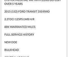 2015 Ford transit 350 RWD Finance this van from €58 P/W - Image 8/10