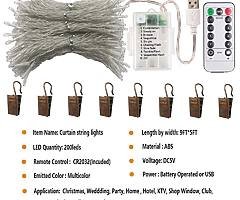Led Fairy Curtain Light- 3M*1.5M USB Operated Or Battery Powered String Lights,200Led Colorful Windo