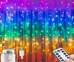 Led Fairy Curtain Light- 3M*1.5M USB Operated Or Battery Powered String Lights,200Led Colorful Windo - Image 8/8
