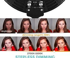 Ring Light, Houzetek Bi-Color 336 LED 65W Ring Light Dimmable and Color Temperature 2700-5500K with