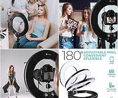 Ring Light, Houzetek Bi-Color 336 LED 65W Ring Light Dimmable and Color Temperature 2700-5500K with