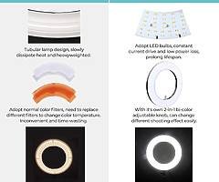 Ring Light, Houzetek Bi-Color 336 LED 65W Ring Light Dimmable and Color Temperature 2700-5500K with - Image 5/9
