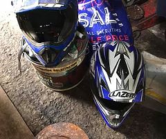2 motorcross helmets