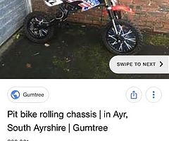 Anyone selling any pitbike rolling frames or any decent pitbikes
