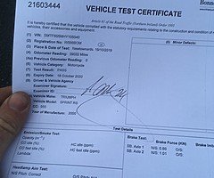 Triumph 955i with 12m MOT