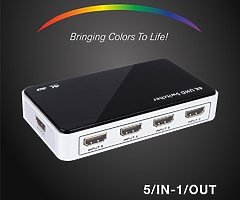 HDMI Switch 4K, HDMI Switcher Hub Port 5 IN 1 OUT with Source LOCK Function (Auto-switch OFF/ON),Hig - Image 6/9