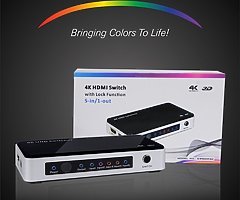 HDMI Switch 4K, HDMI Switcher Hub Port 5 IN 1 OUT with Source LOCK Function (Auto-switch OFF/ON),Hig - Image 7/9