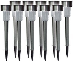 10 X GARDEN SOLAR POST LIGHTS RECHARGEABLE LAMPS S/S TUBE PATIO OUTDOOR SECURITY