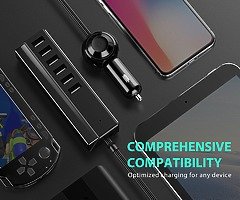 6-Port Multiple Fast Car Charger, 65W/13A USB Travel Car Charger Adapter with Smart Identification f