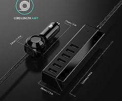 6-Port Multiple Fast Car Charger, 65W/13A USB Travel Car Charger Adapter with Smart Identification f - Image 4/7