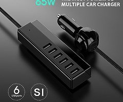6-Port Multiple Fast Car Charger, 65W/13A USB Travel Car Charger Adapter with Smart Identification f - Image 6/7