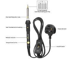 Soldering Iron Kit,Meterk 14PCS 60W Adjustable Temperature Soldering-Iron Gun Kit Soldering Tips Sol
