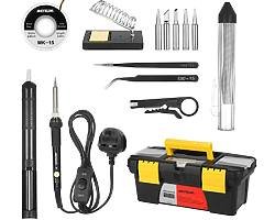 Soldering Iron Kit,Meterk 14PCS 60W Adjustable Temperature Soldering-Iron Gun Kit Soldering Tips Sol