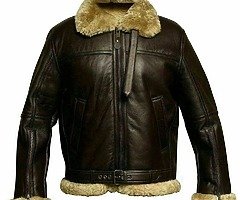 Winter leather fur jacket