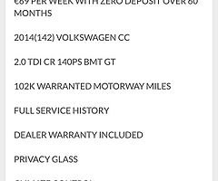 2014 VW CC Finance this car from €44 P/W - Image 8/9