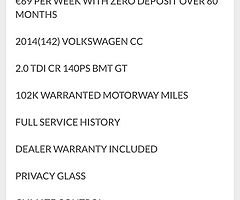 2014 VW CC Finance this car from €44 P/W - Image 8/9