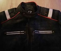 Leather motorbike jacket.