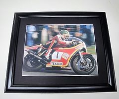 TOM HERRON Framed Photo Motorcycle Racing Ulster Grand Prix Isle Of Man TT NW200 Joey Dunlop