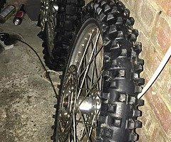 Excel rims with talon hubs and rental sprocket, good discs and n brand new bearings off a yz 125