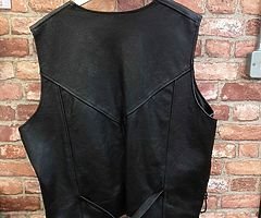 Motorcycle leather waist coat motorbike biker