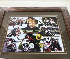 RAY McCULLOUGH - "SIGNED" Framed Collage Print - Isle of Man TT NW 200 Ulster Grand Prix Joey Dunlop