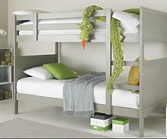 Oliver Grey or White Single Bunk Bed + Mattresses + Free Delivery