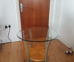 Microwave, computer desk, glass coffee table,