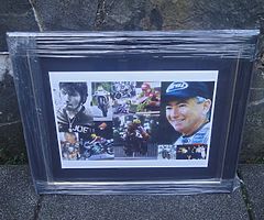 SPECIAL OFFER - JOEY DUNLOP FRAMED HONDA PRINT White Border Isle of Man TT Ulster Grand Prix NW 200