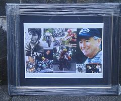 SPECIAL OFFER - JOEY DUNLOP FRAMED HONDA PRINT White Border Isle of Man TT Ulster Grand Prix NW 200
