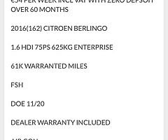 2016 Citroen Berlingo Finance this van from €39 P/W