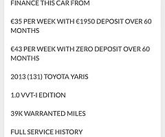2013 Toyota Yaris Finance this car from €35 P/W - Image 9/10