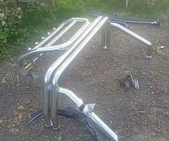 Chrome Top roll over and front bull bars to suit ford ranger.