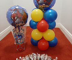SPECIAL OFFER 4 tier Spider man balloons tower spider man sweets bucket with 10 sweet cones