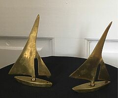Pair brass Sailing boats