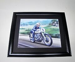 GEOFF DUKE - Framed Print - Isle of Man TT North West 200 Ulster Grand Prix JOEY DUNLOP Hailwood